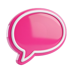 Pink 3D Chat Bubble Icon - Glossy Speech Icon