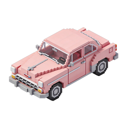 Pink Classic Car Pixel Art Isometric Icon