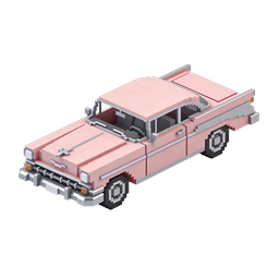Pink Classic Car Voxel Icon - Isometric 3D Pixel Art