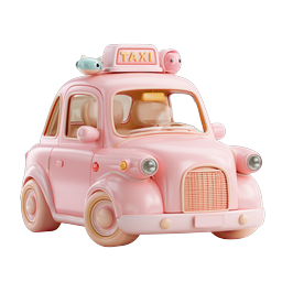 Pink Clay Taxi Cab Icon | Cute 3D Toy Vehicle