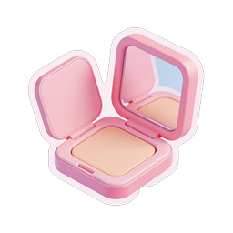Pink Compact Mirror 3D Rendered Beauty Icon