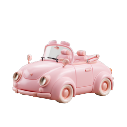 Süßes rosa Cabrio-Auto-Icon - 3D-Knete-Stil