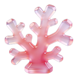 Pink Coral Icon - Glossy 3D Transparent Sea Life Design