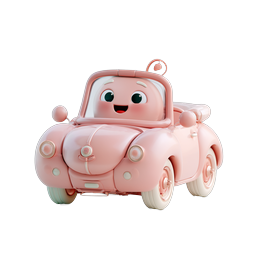 Adorable Pink Cartoon Car Icon - Cute Clay Style