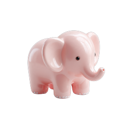 โมเดล 3D รูปปั้นช้างสีชมพู - ไอคอนสัตว์น่ารัก