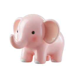ไอคอน 3D ของเล่นช้างสีชมพูน่ารัก | ดีไซน์สัตว์สำหรับเด็ก