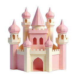 Pink Fairy-Tale Castle 3D Icon - Princess Palace Design
