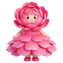 Icono de personaje 3D hada flor rosa tierna