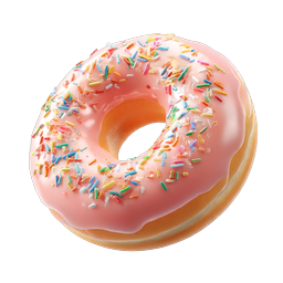 Pink Frosted Donut with Rainbow Sprinkles 3D Icon