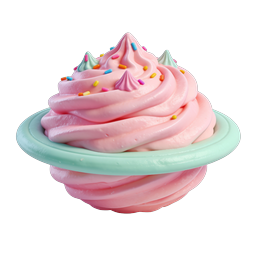 Pink Frosting Cupcake Icon - Clay 3D Dessert Design