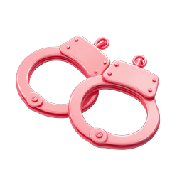Pink Handcuffs 3D Icon - Realistic Law Enforcement Symbol
