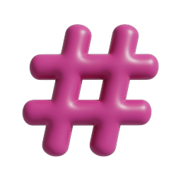 Pink 3D Hashtag Icon for Social Media