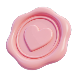 Pink 3D Heart Seal Icon | Glossy Love Symbol