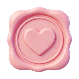 Pink Heart Seal Icon - 3D Clay Style Love Symbol
