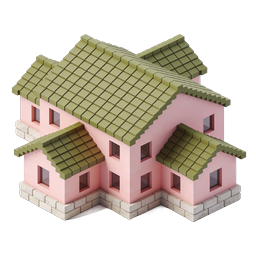 Pink House 3D Isometric Icon - Cute Home Illustration