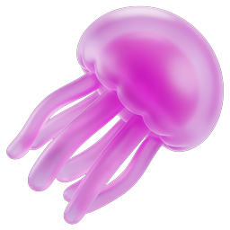 Pink Jellyfish 3D Icon - Glossy Marine Life Graphic