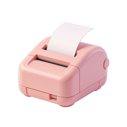 Pink Label Printer 3D Icon - Clay Style