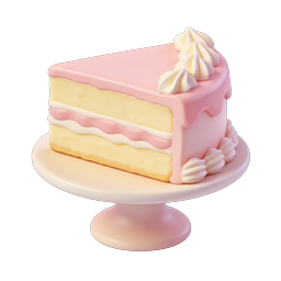 Pink Layered Cake Slice Icon - Sweet Pastel Dessert