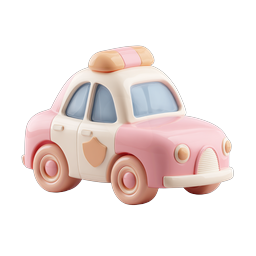 Pink Police Car 3D Clay Icon for Kids