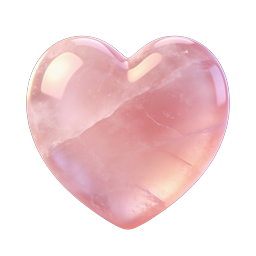 Pink Rose Quartz Crystal Heart Icon - Realistic 3D