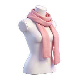 Pink Scarf on Mannequin Torso - 3D Fashion Icon