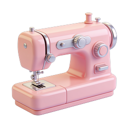 Pink Sewing Machine 3D Icon - Craft & Tailoring Design