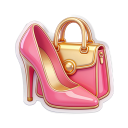Pink High Heel & Handbag Luxury Fashion Icon