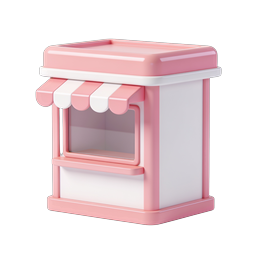 Pink Shop Storefront 3D Icon for Retail Business