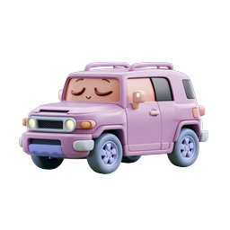 Pink Clay-Style SUV Character Icon | Cute Cartoon Vehicle