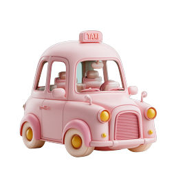 Pink Clay Taxi Car Icon - Cute 3D Transport Illustration