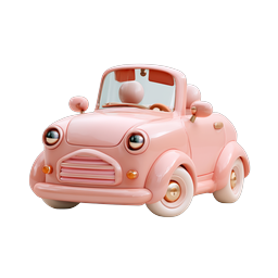 Cute Pink Toy Car Icon - 3D Clay Style Vehicle