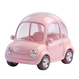 Pink Toy Car 3D Icon - Cute Miniature Vehicle