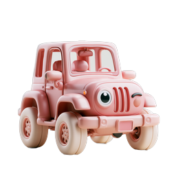 Cute Pink Toy Jeep 3D Clay Icon - Kawaii Vehicle