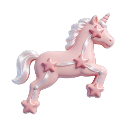 Pink Unicorn 3D Icon | Magical Fantasy Clay Style