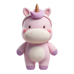 Cute Pink Unicorn Plush Toy 3D Character Icon