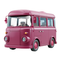 Pink Vintage Bus 3D Icon - Charming Transport Design