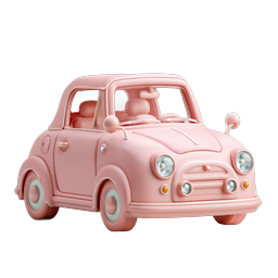 Pink Vintage Car 3D Icon - Cute Retro Clay Style