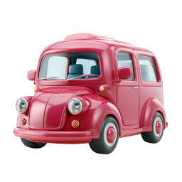 Pink Vintage Car Icon - 3D Clay Style Transport