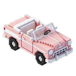 Pink Voxel Classic Convertible Car Icon - Isometric 3D