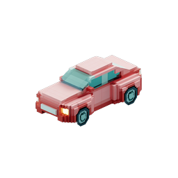 Pink Voxel Car 3D Icon | Isometric Vehicle