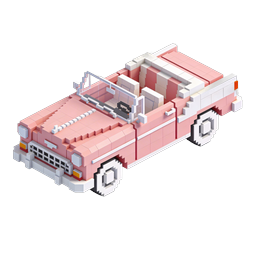 Pink Voxel Convertible Car Icon | 3D Block Style