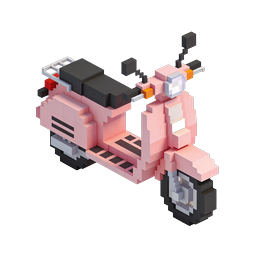 Pink Voxel Scooter 3D Isometric Icon for Apps & Design