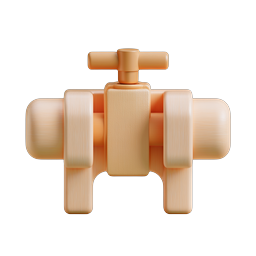 3D Pipe Valve Icon | Industrial Plumbing Symbol