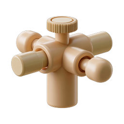 3D Pipe Valve Control Icon - Plumbing Equipment