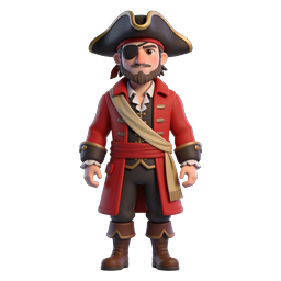 3D Pirate Captain Character Icon - Cartoon Style