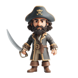 Clay-Style Pirate Captain Character Icon with Cutlass