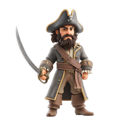 Pirate Captain Character Icon with Cutlass Sword