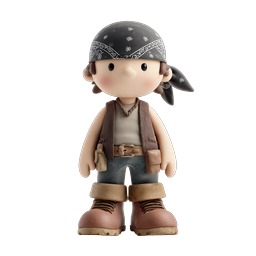 Cute Pirate Character Icon - 3D Adventure Figure