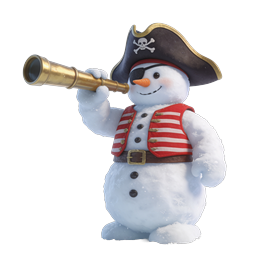 Pirate Snowman Character with Telescope Icon