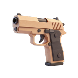 3D Low-Poly Pistol Gun Icon - Tactical Weapon